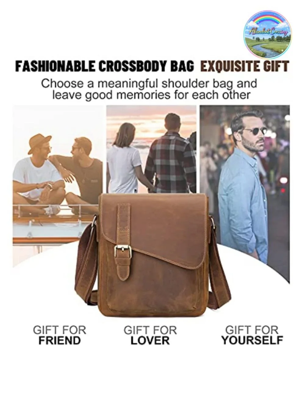 Genuine Leather Messenger Bag Crossbody Fits 11.5 Inch Tablet